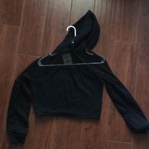 Cropped mesh hoodie